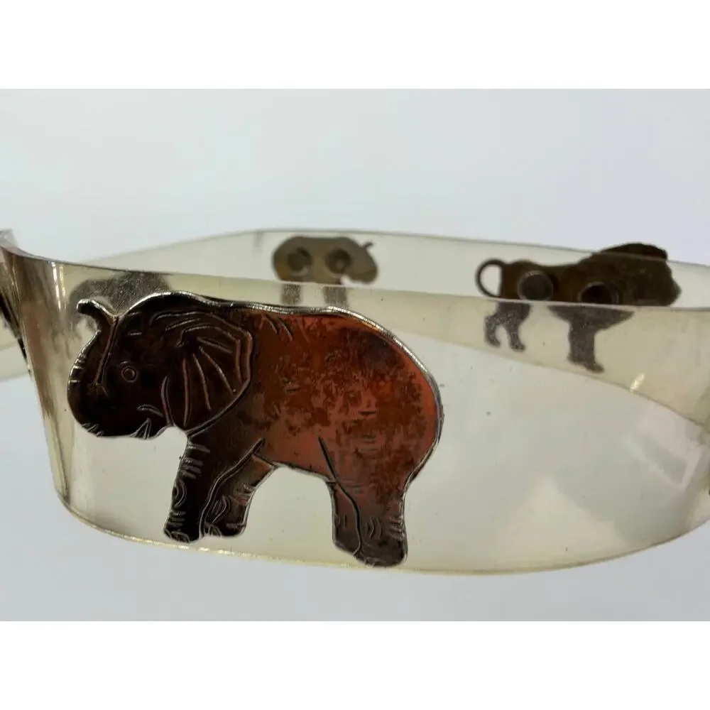 Vintage Clear Plastic Safari Animal Belt Lion Elephant Rhino Hippo 38